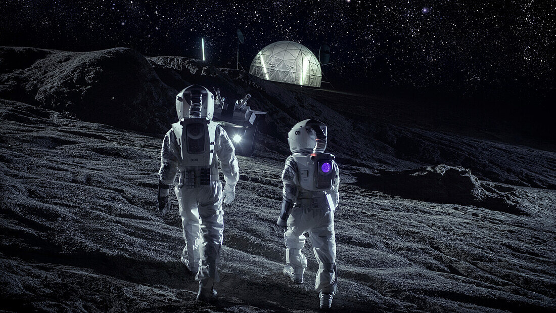 Astronauts exploring alien planet