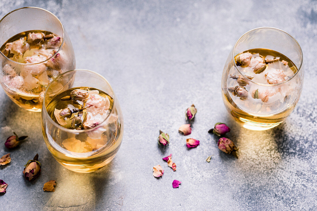 Rose tea with dried rose petals