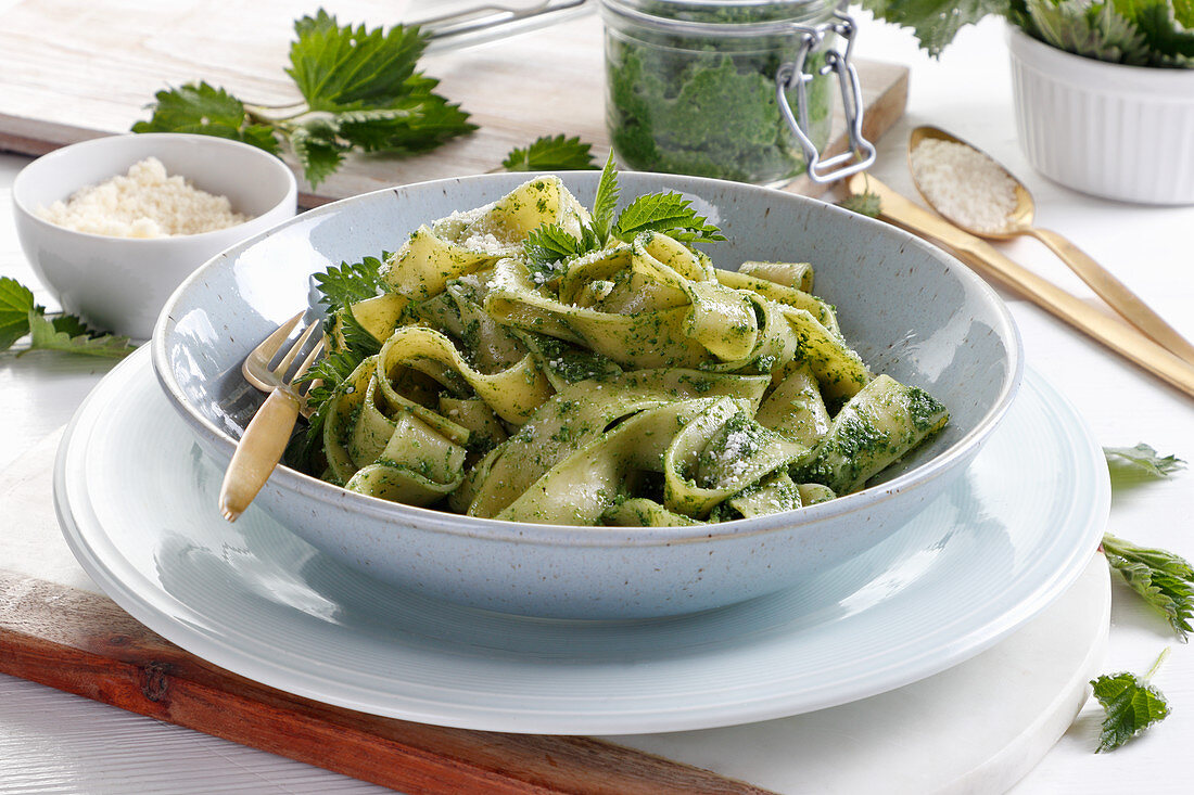 Pappardelle with nettle pesto