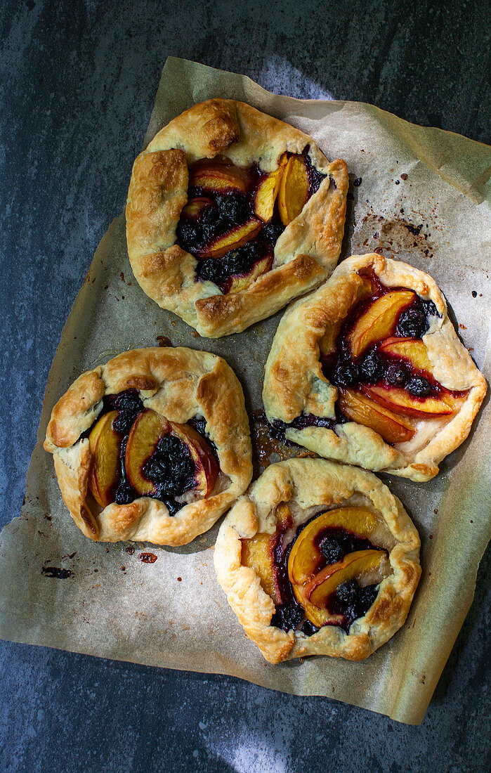 Nectarine and blueberry galettes