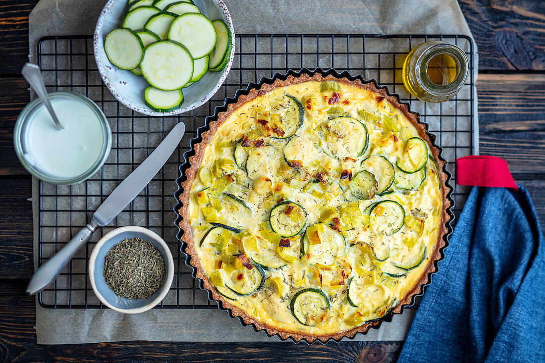 Vollkornquiche mit Lauch und Zucchini