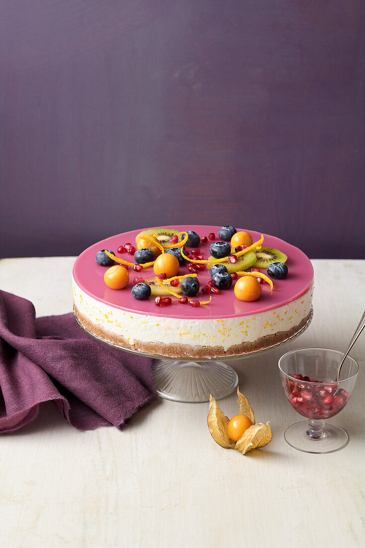 No Bake Pomegranate Cheesecake