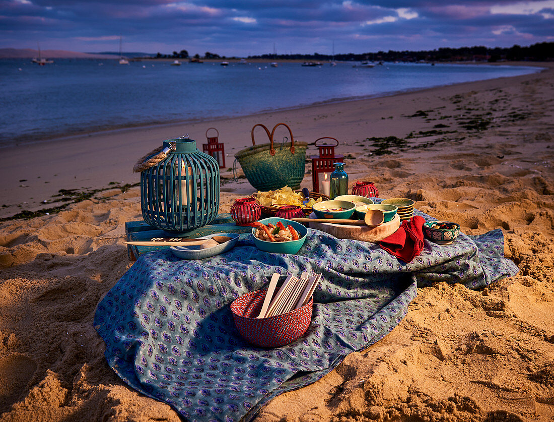 Evening picnic by the sea