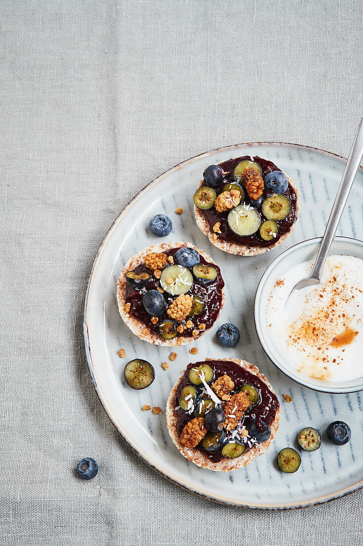 Coconut almond scones with berry chia jam and coconut yoghurt