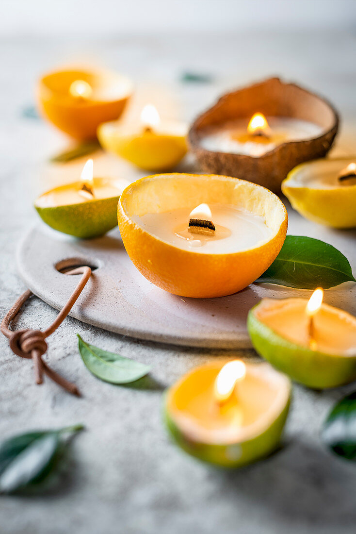 Zero-waste candle made from citrus peel