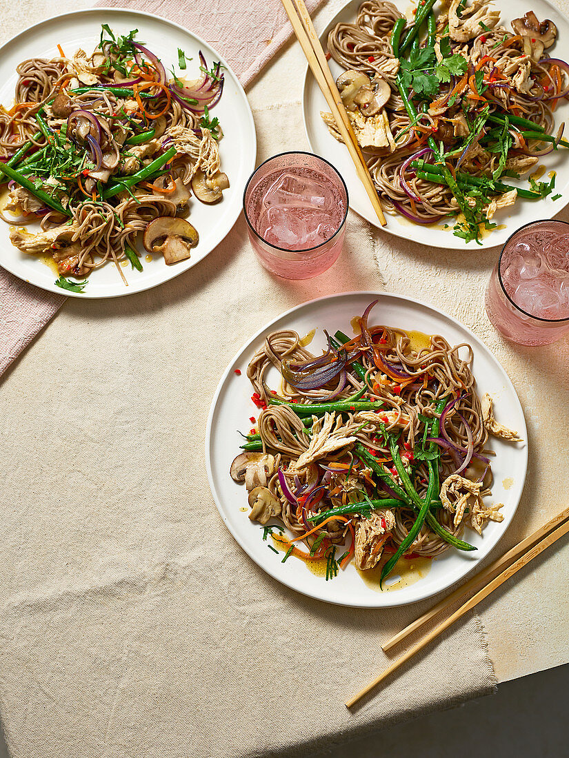 Chicken and soba noodle stir-fry
