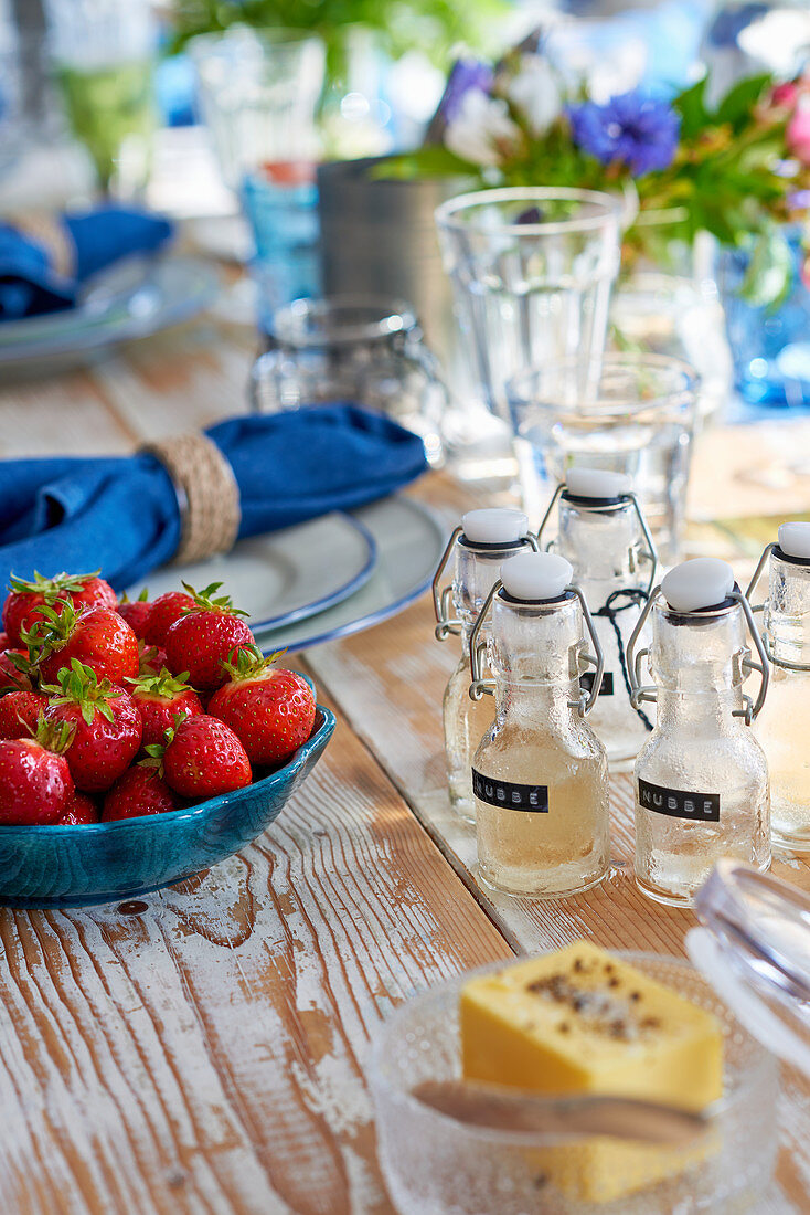 Food and drink on table