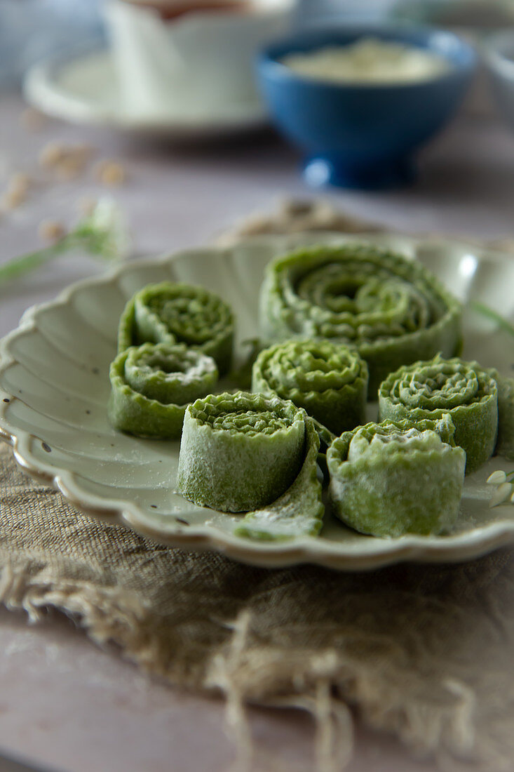 Fresh green lasagnetti