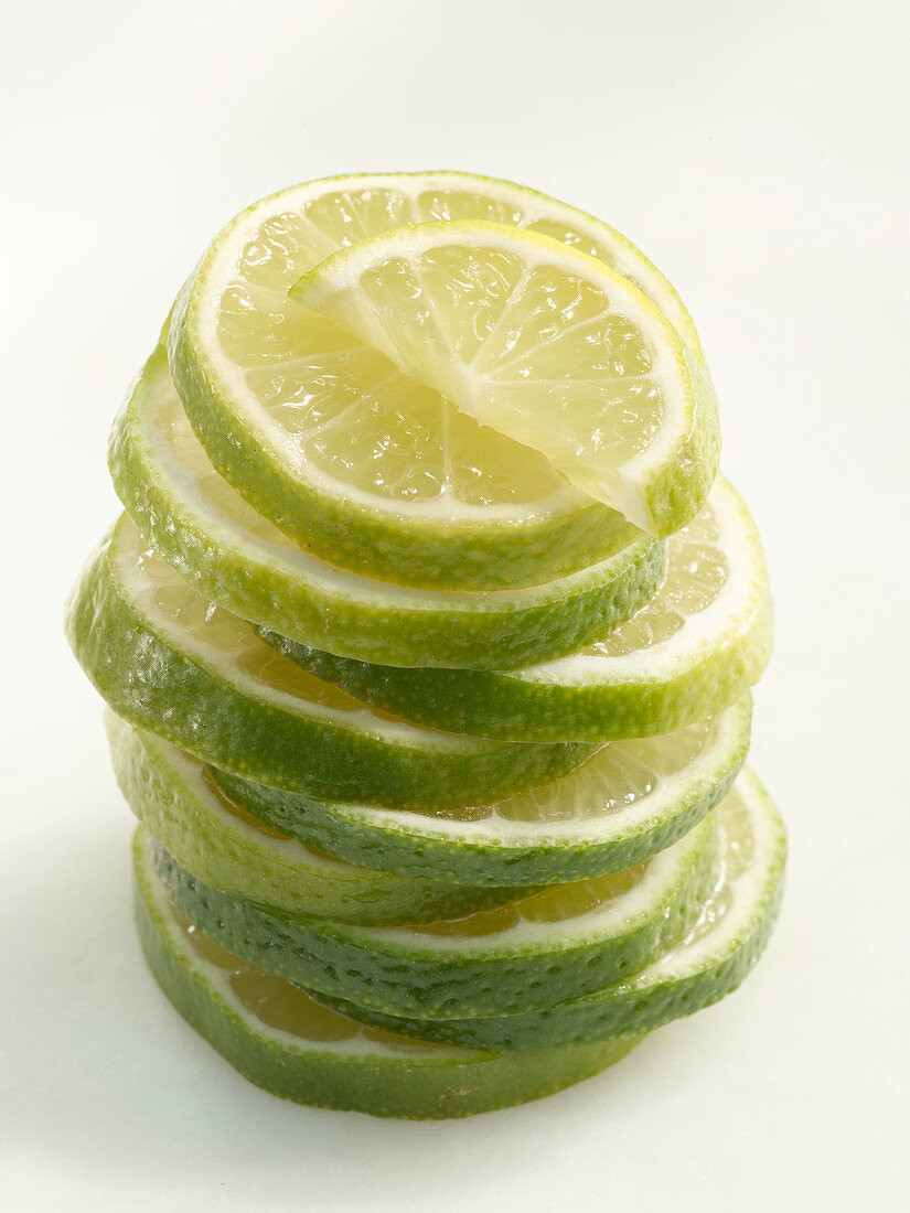 A stack of lime slices