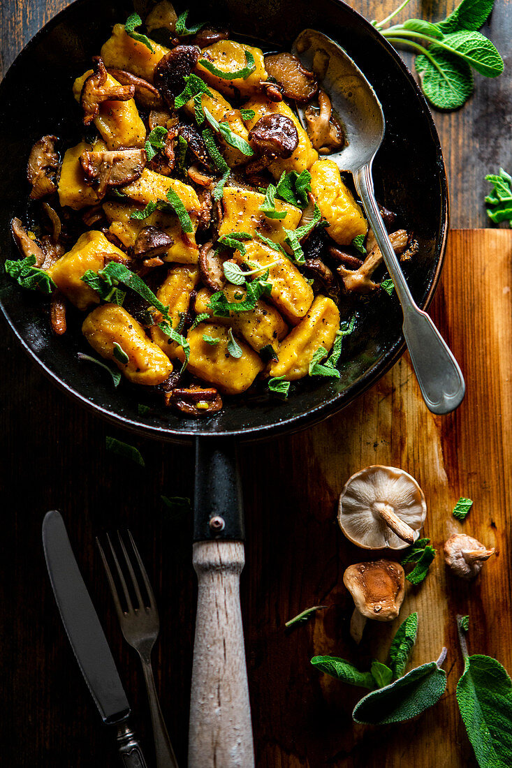 Butternut gnocchi with shiitake and sage butter