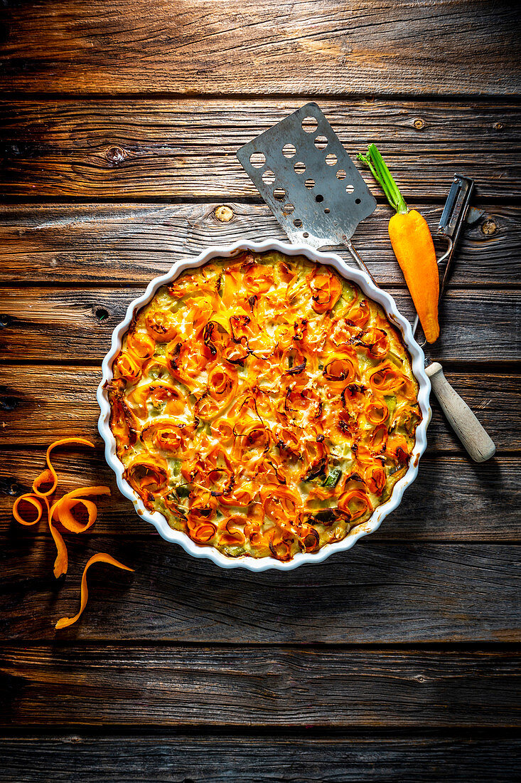 Leek and carrot quiche