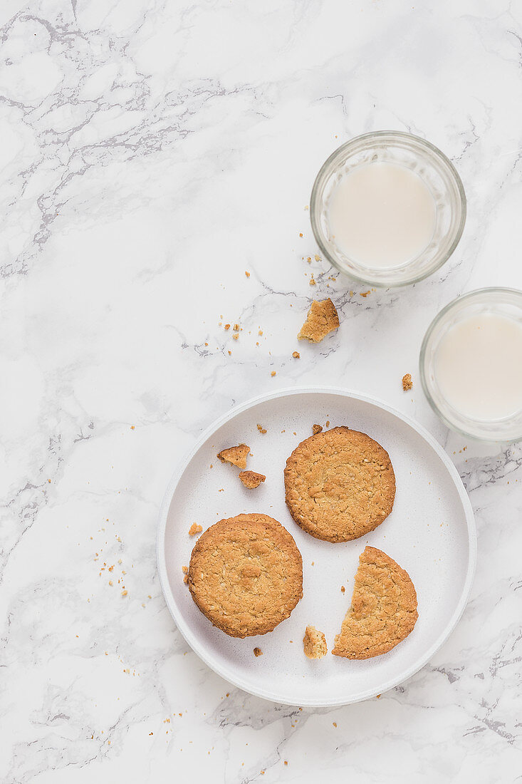 Haferkekse und Milch