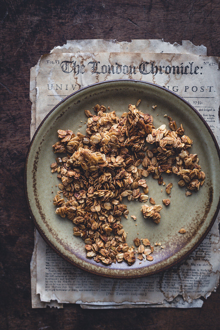 Homemade granola on a plate