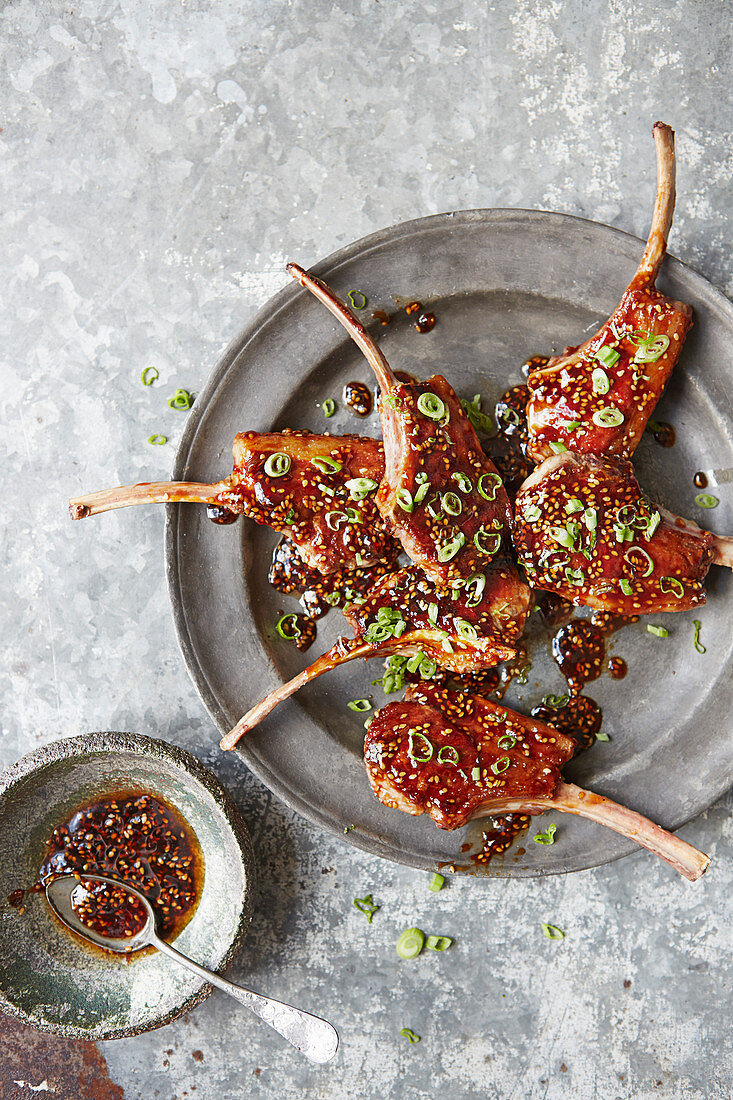 Plum and sesame lamb cutlets