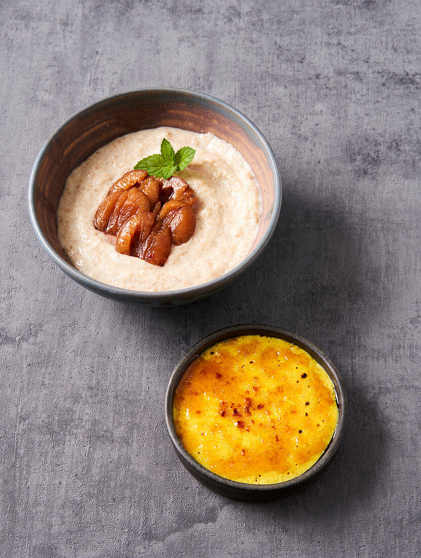 Crème brûlée and wheat semolina porridge (vegan)