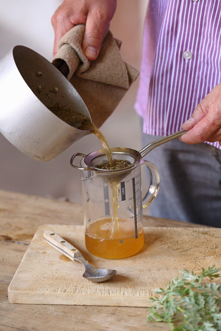 Making vermouth (as a spring cure): Pour white wine over the herbs