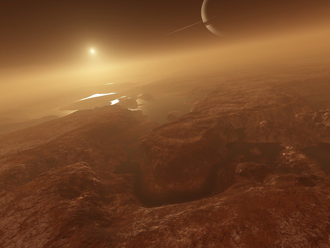 Saturn from Titan, illustration