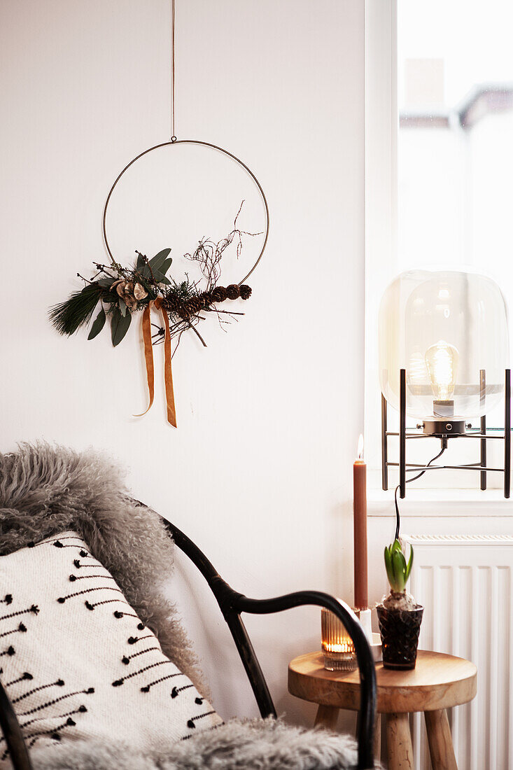 Christmas wreath on wall