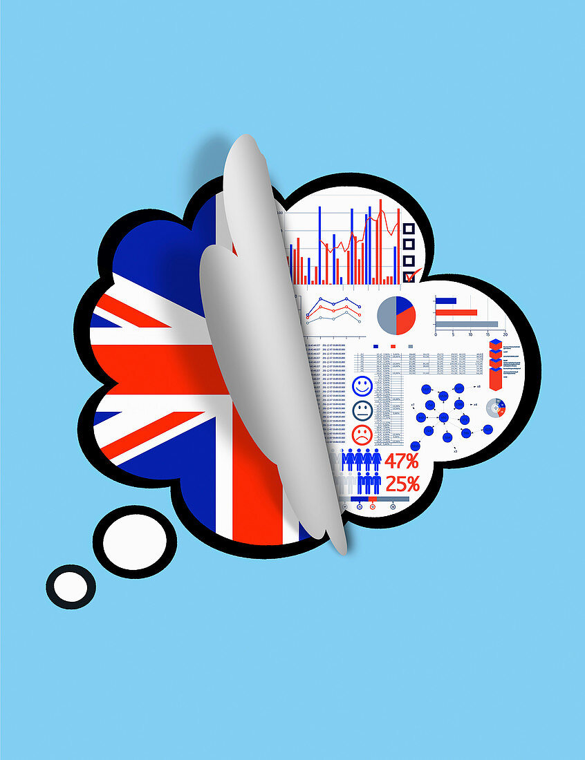 Revealing survey results of UK population, illustration