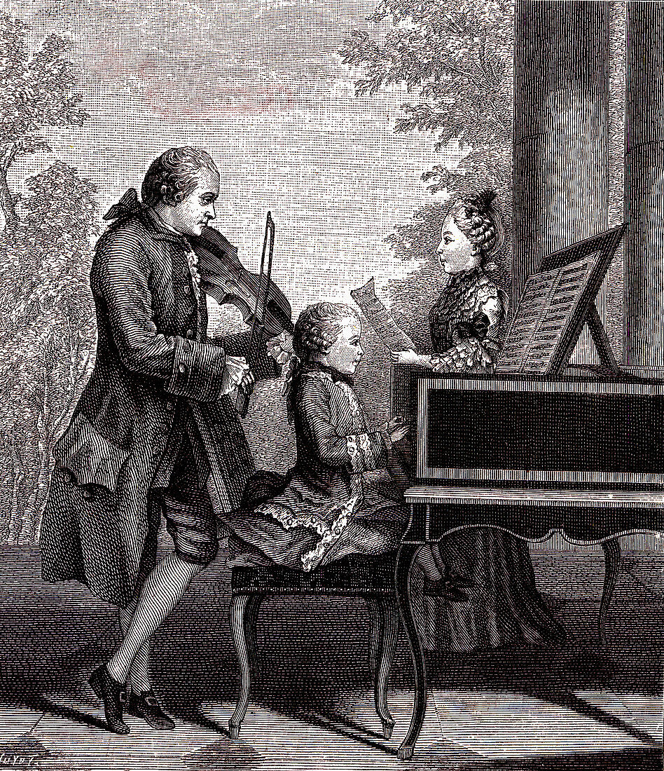 Mozart's at seven, 19th century illustration