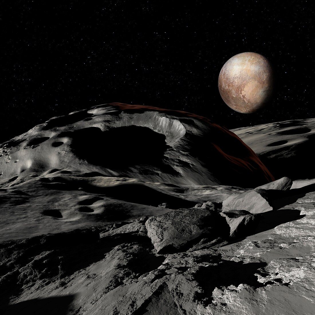 Pluto seen from Charon, illustration