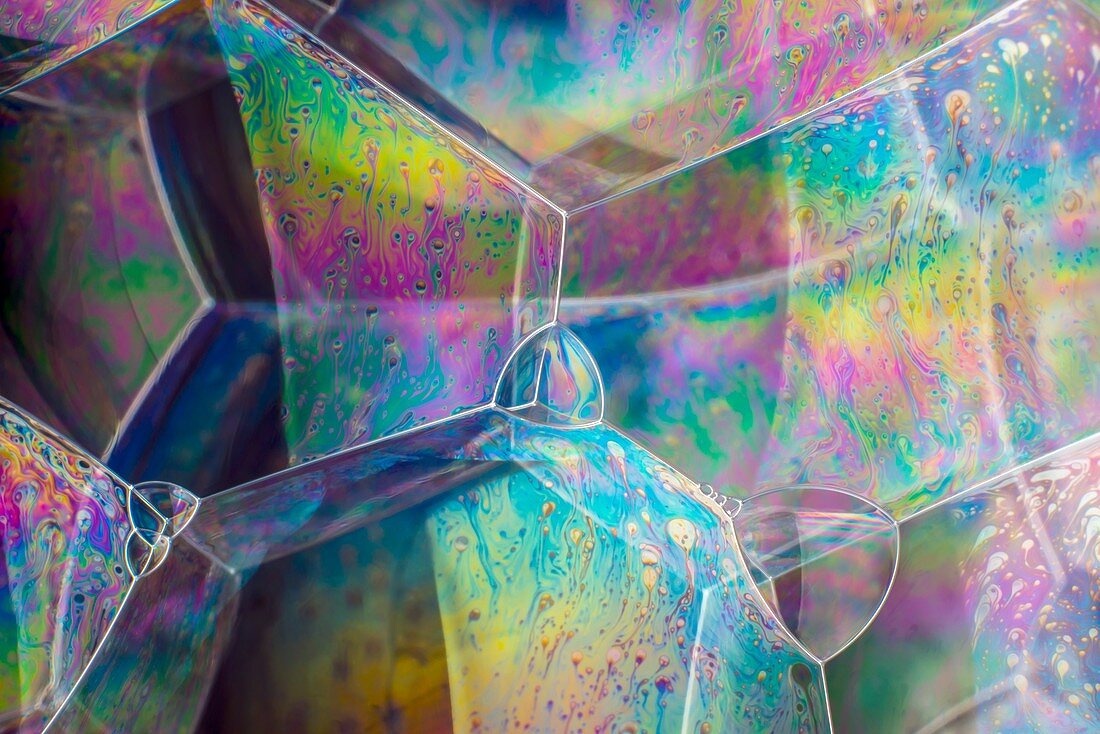 Soap bubble iridescence