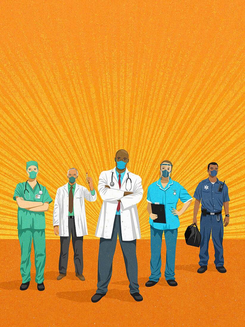 Frontline health workers, illustration