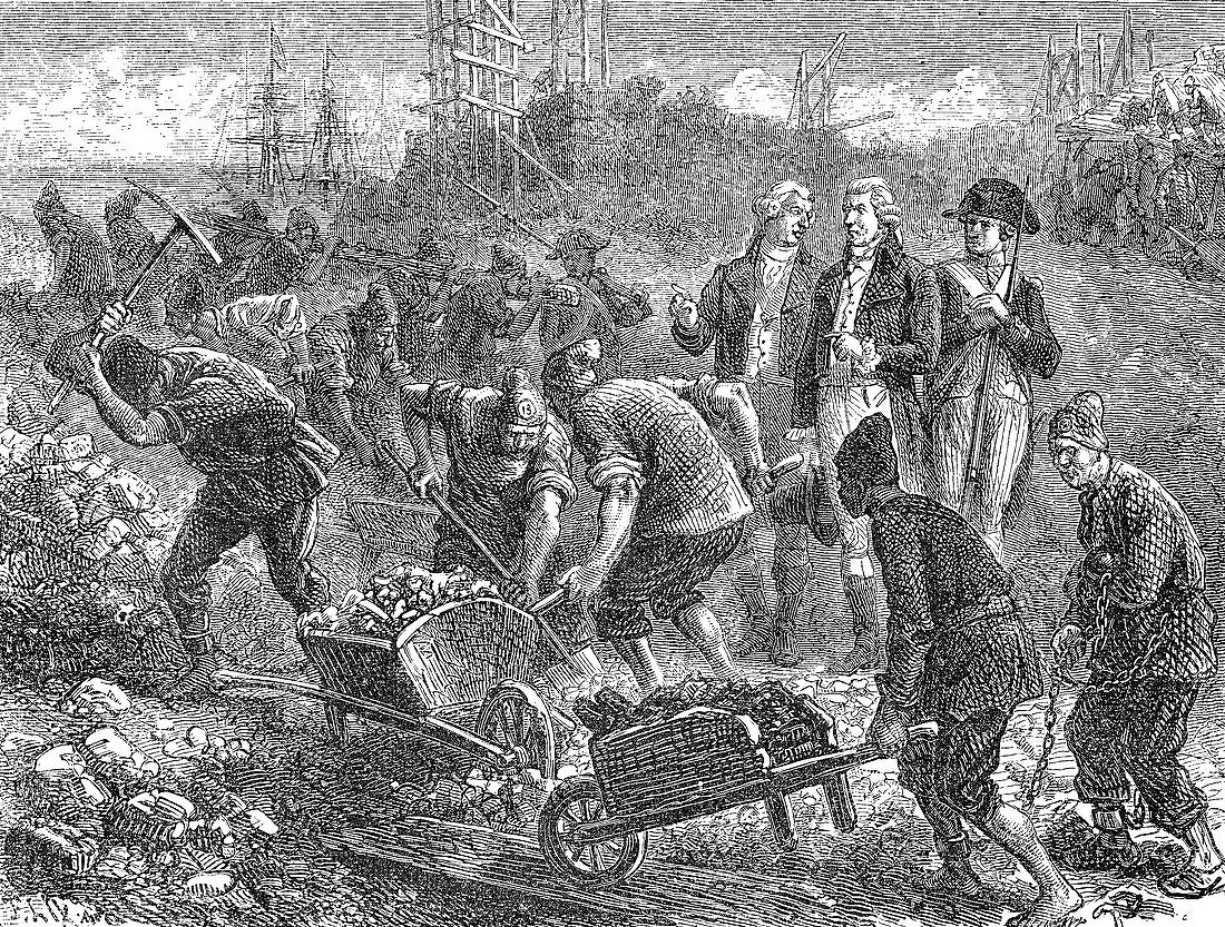 Workers in the Siege of Toulon, 19th century illustration