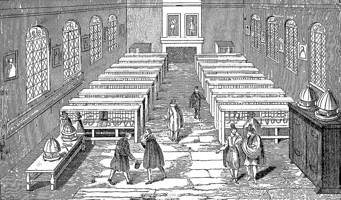 Public reading rooms, 19th century illustration