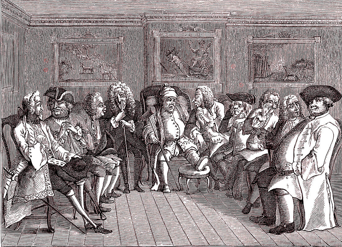 18th century literary parlour, illustration
