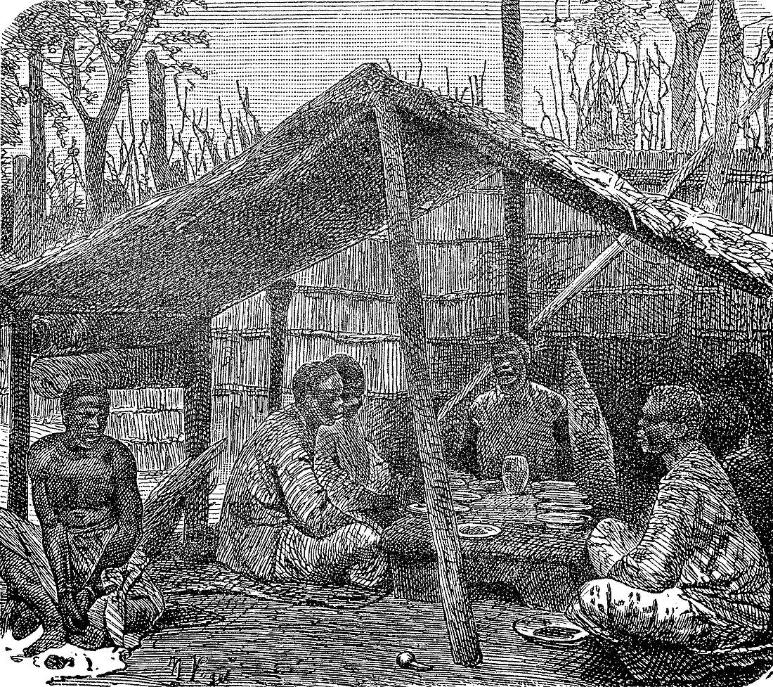Men of the Kabinda tribe, DRC, 19th century illustration