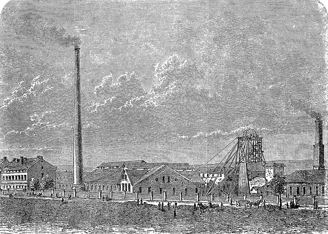 Salt mine, Germany, 19th century illustration