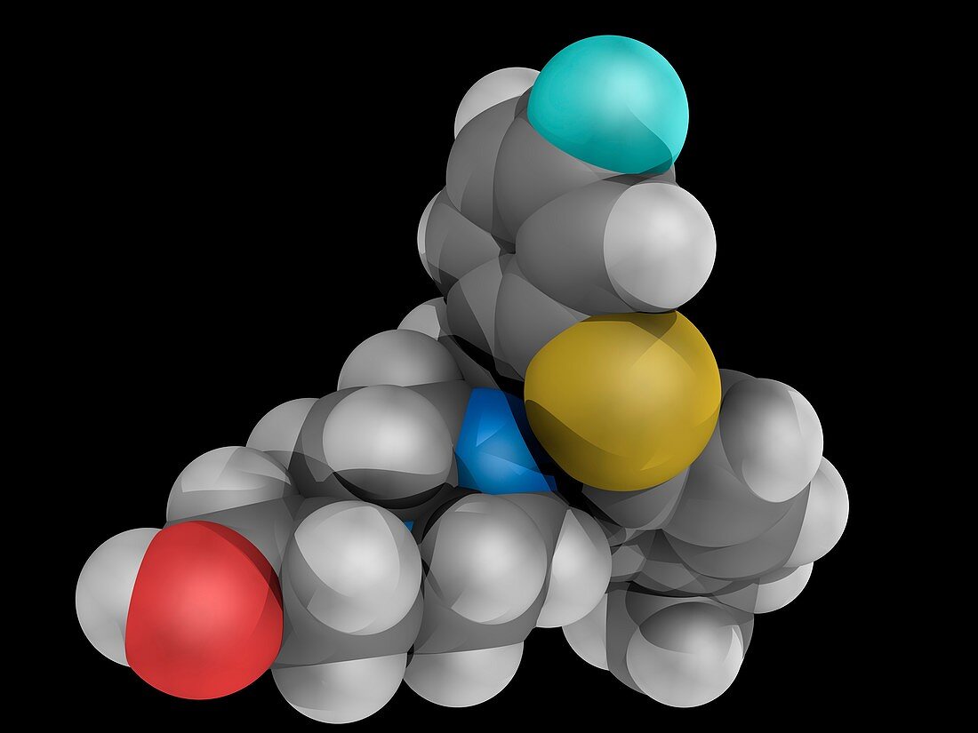 Isofloxythepin drug, molecular model