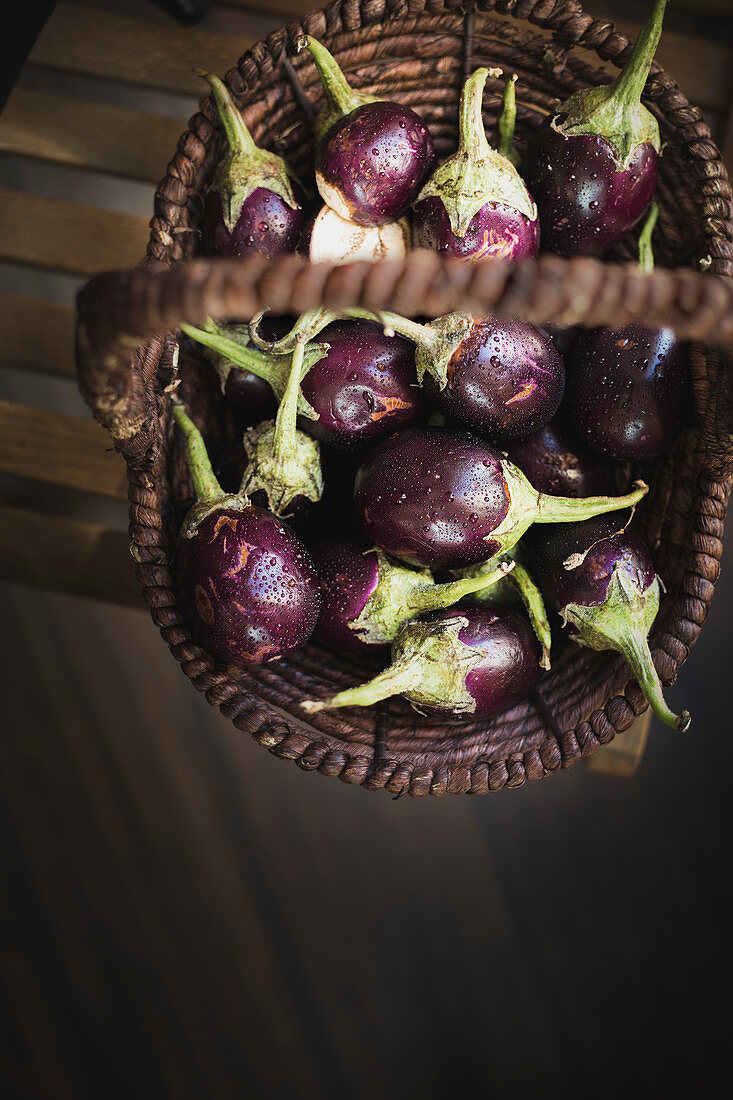 Eggplant in a basket