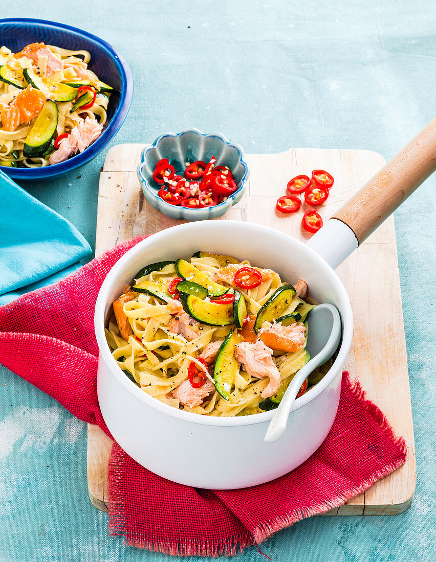 Fettuccine with smoked trout