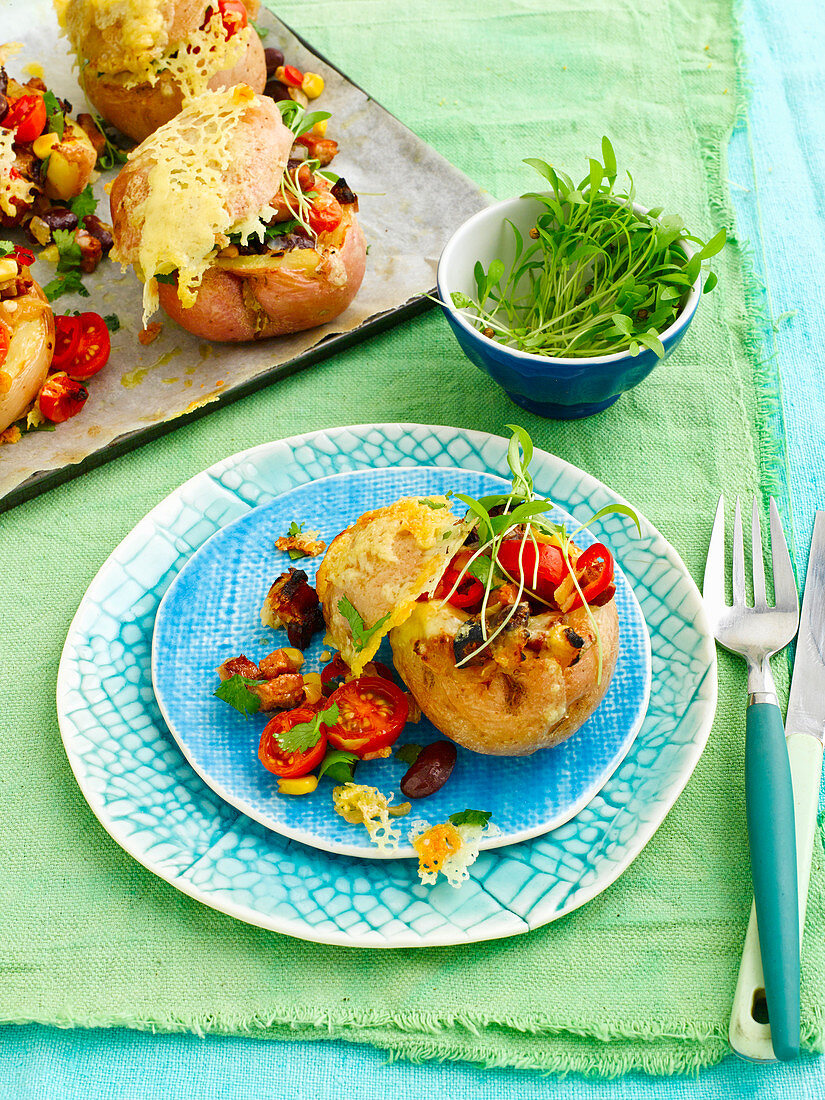 Cheesy mexican stuffed baked potato