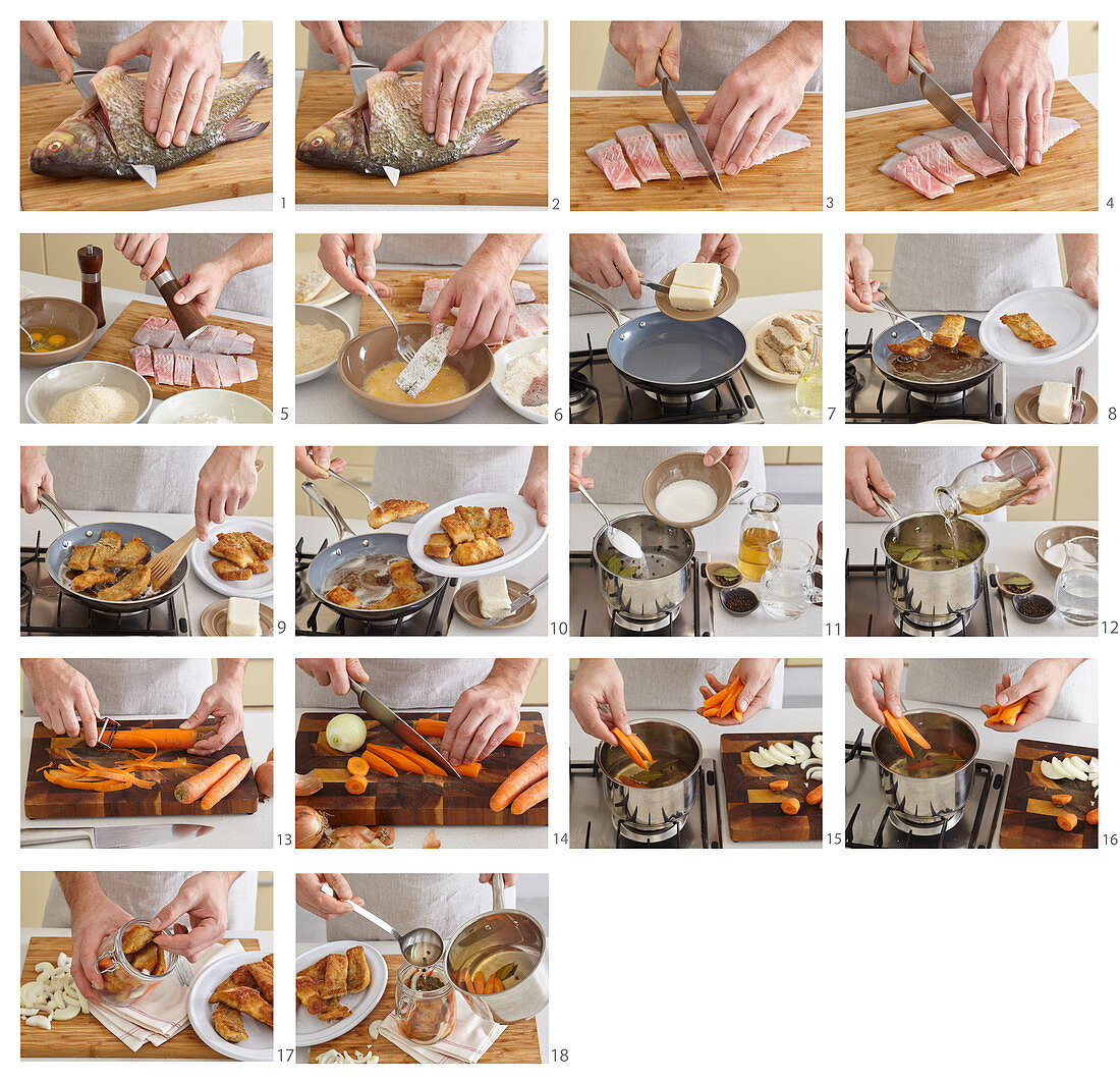 Baked pickled fish, step by step