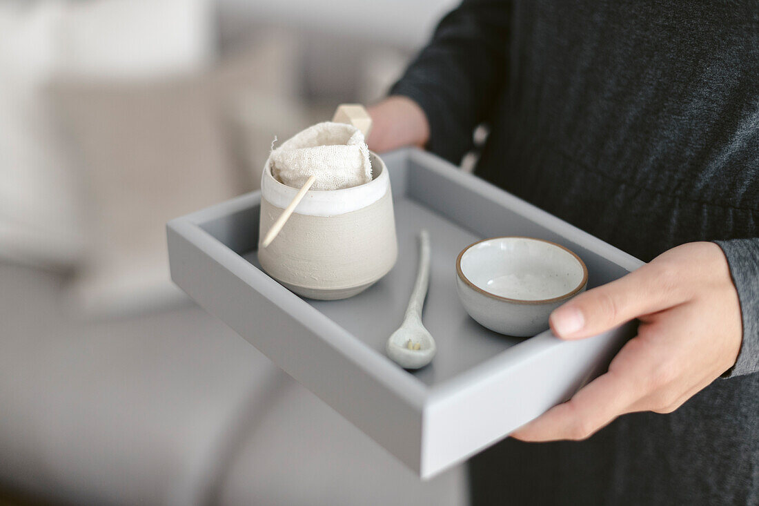 DIY tea bags with wooden skewers as holders