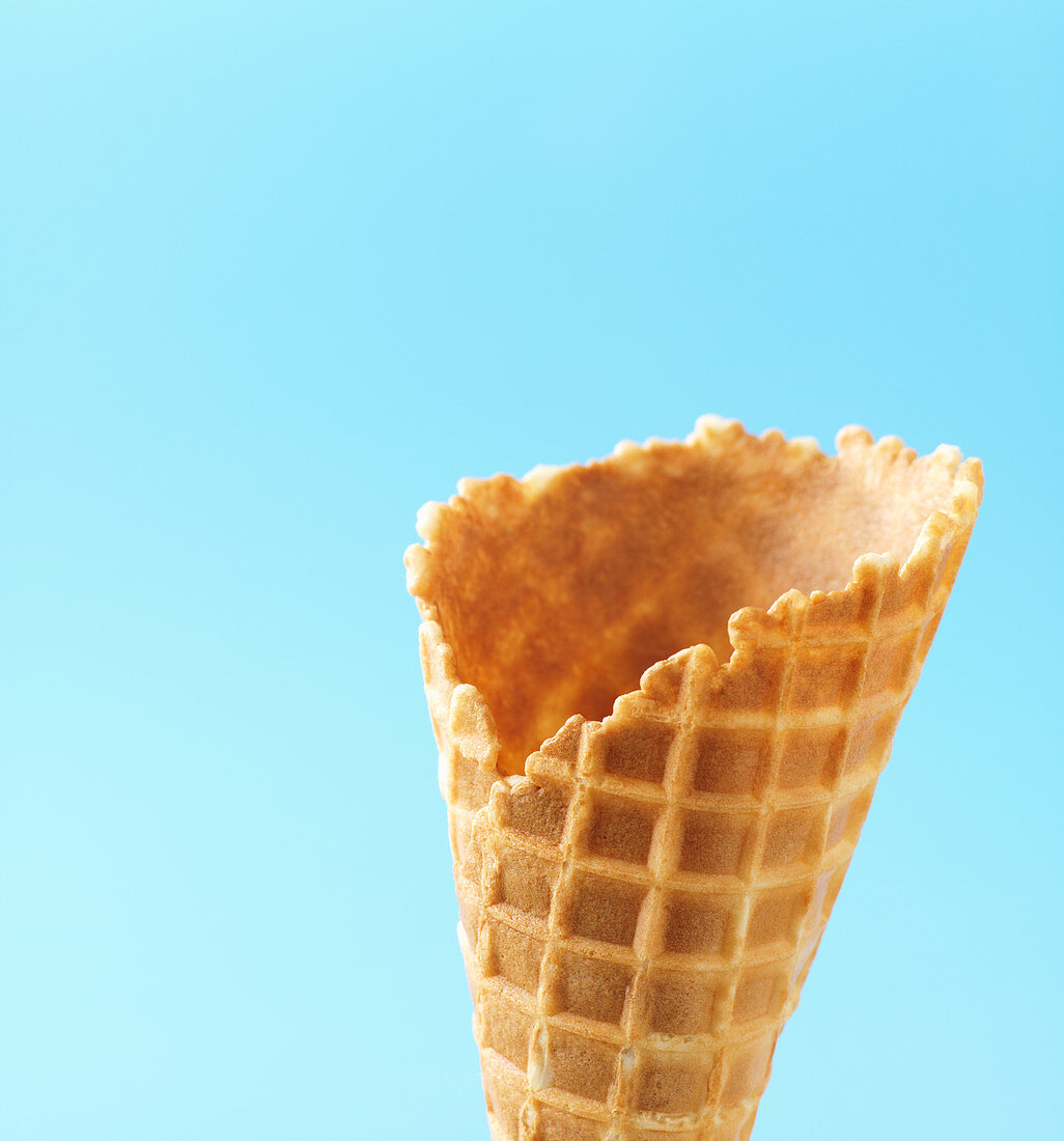 Empty waffle ice cream cone