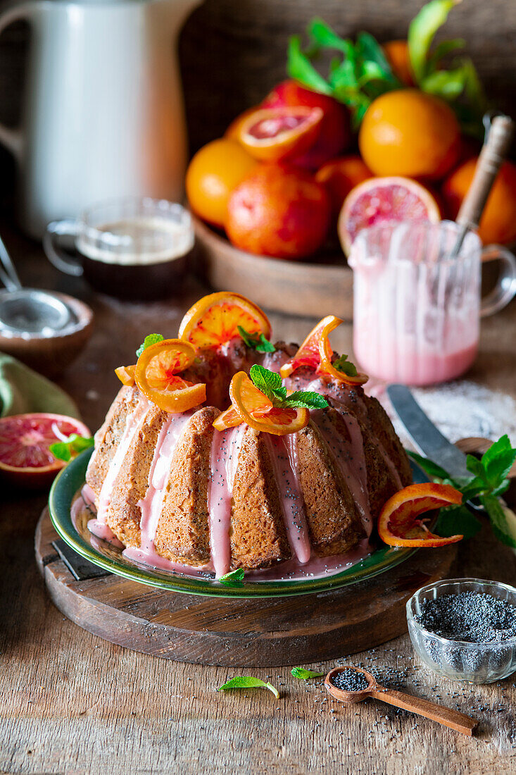 Blood orange cake with poppy seeds