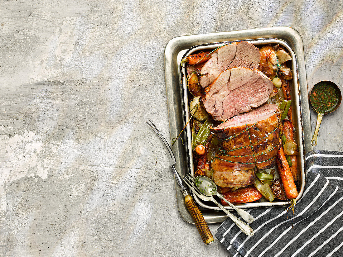 Roast Lamb Leg Boneless with Vegetable