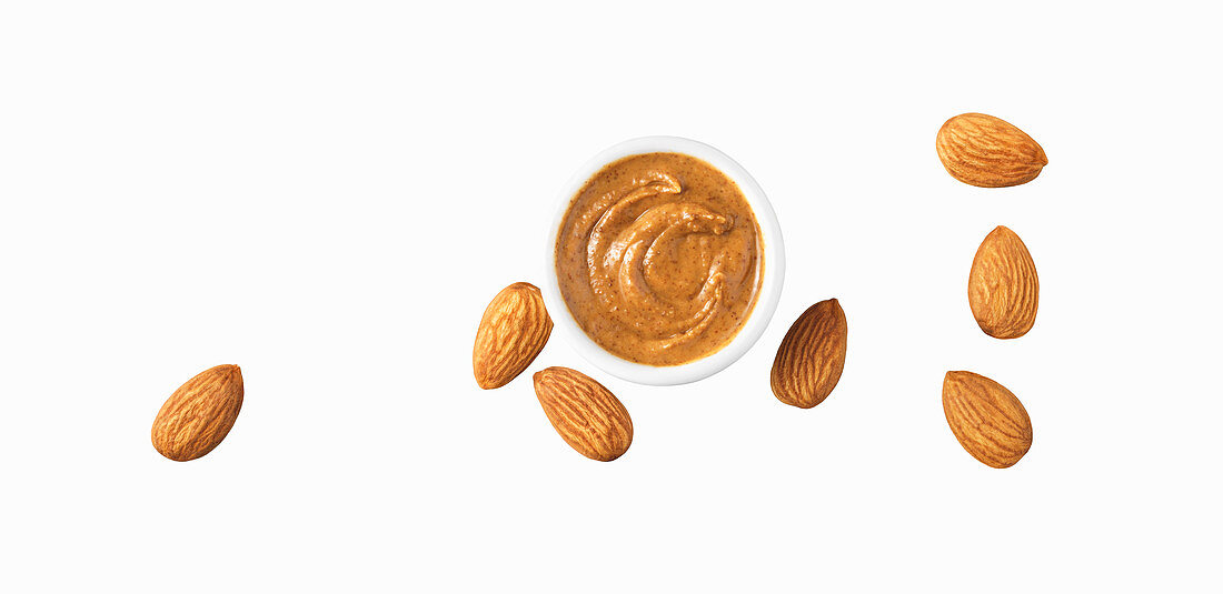 Natural almond butter and whole almonds
