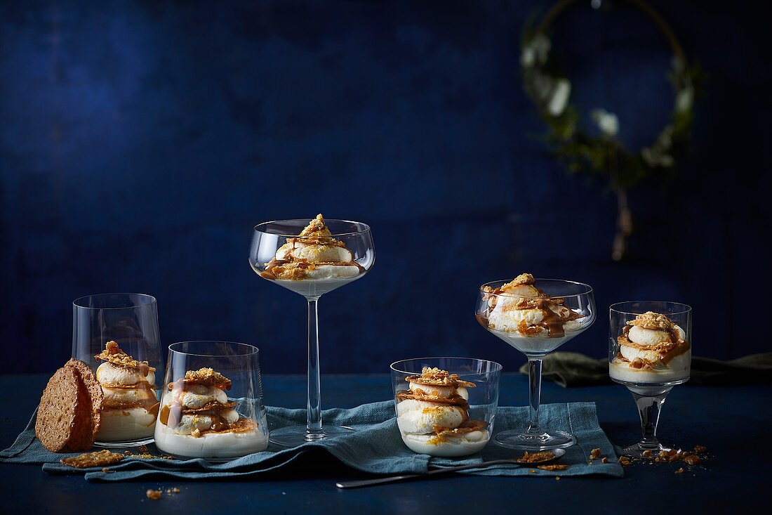 Caramel trifle dessert