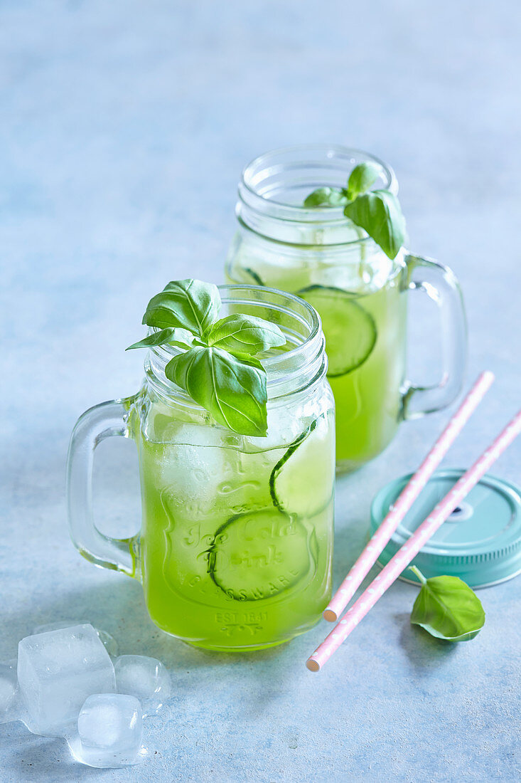 Cucumber lemonade with basil