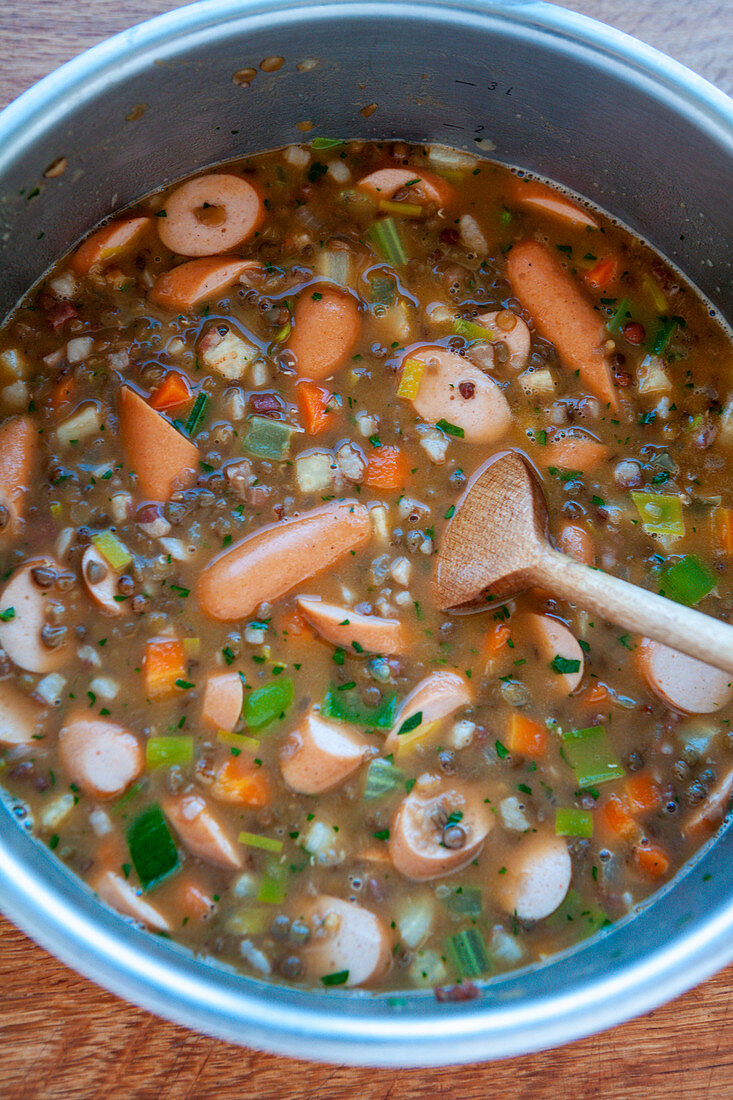 Baden lentil soup with sausages