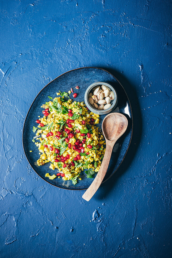 Cauliflower couscous with pomegranate