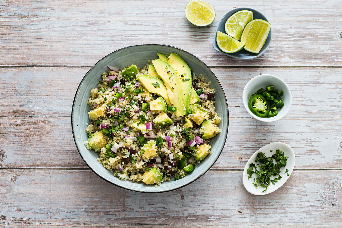 Quinoa salad with cilantro and avocado