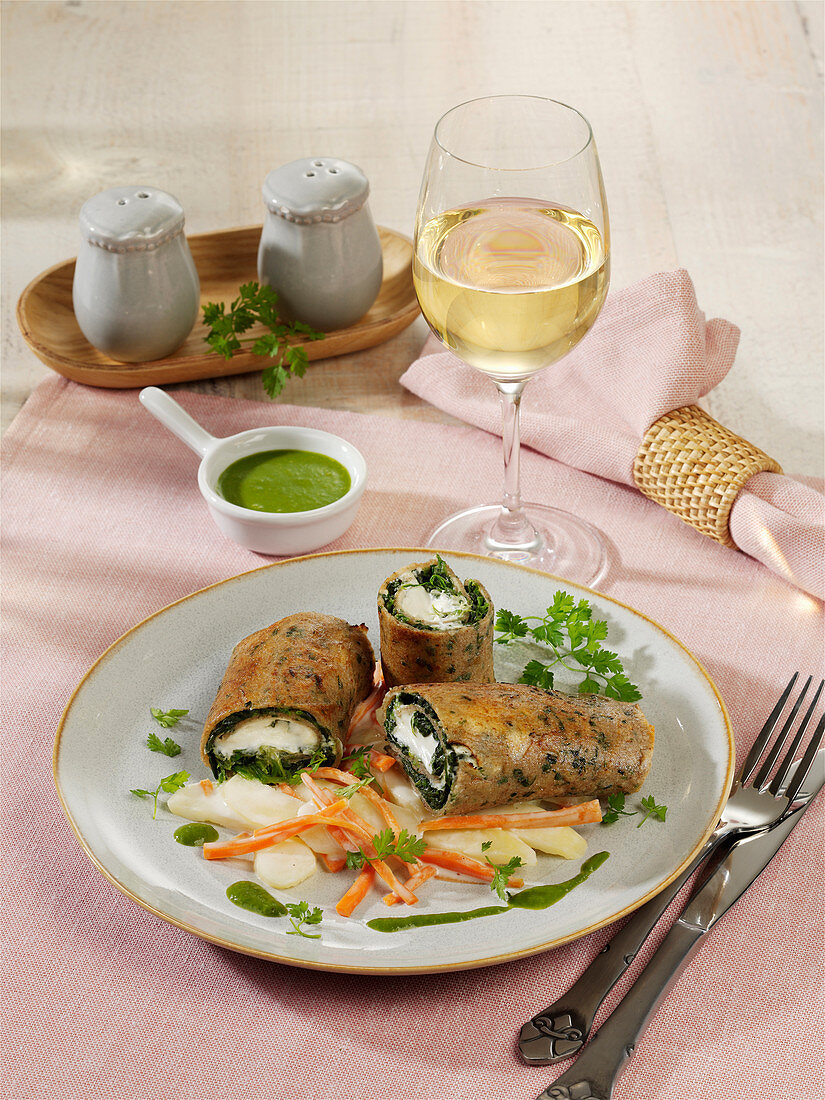 Roast buckwheat and herb rolls with fresh goat’s cheese
