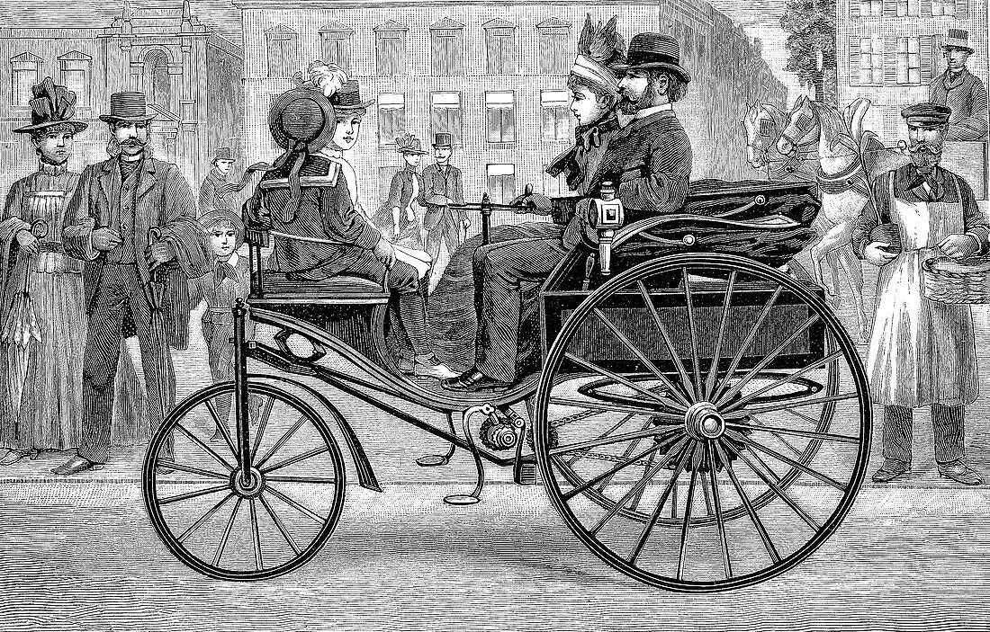 Benz Patent-Motorwagen, 19th century illustration