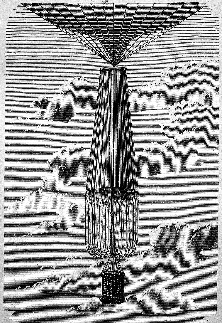 Parachute, 19th century illustration